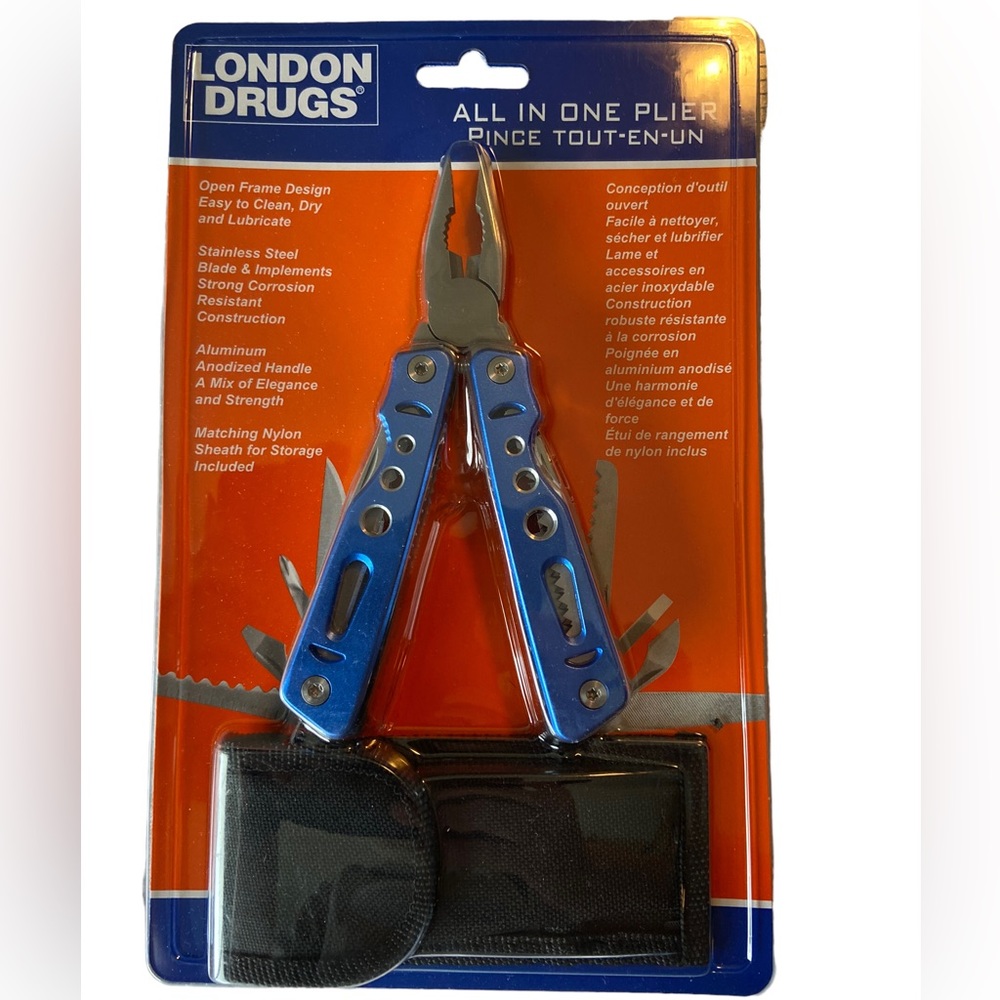 New in package. LD All in One Plier/ multi tool includes case.